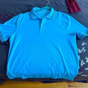Blue Club Room Men’s Performance Stripe Polo Atlantis Blue Size Large.